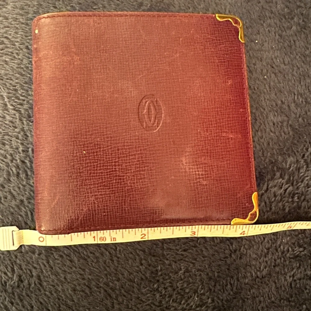 Cartier Bordeaux Leather Bi-Fold Wallet w COA
